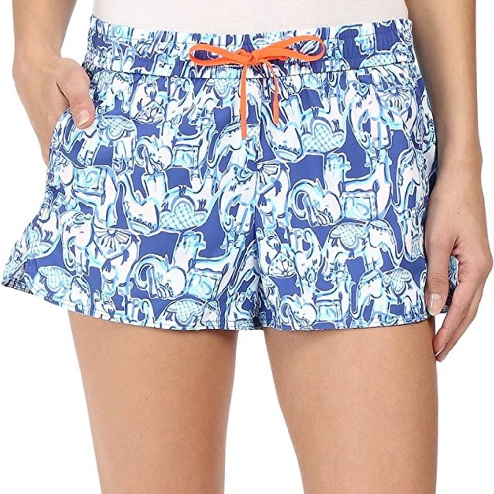 Lilly Pulitzer Shorts Luxletic Run Around in Bomber Blue Get Trunky Size S